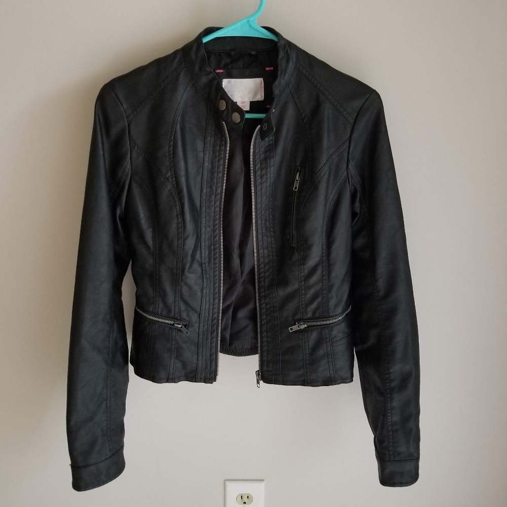Black Faux Leather Moto Jacket